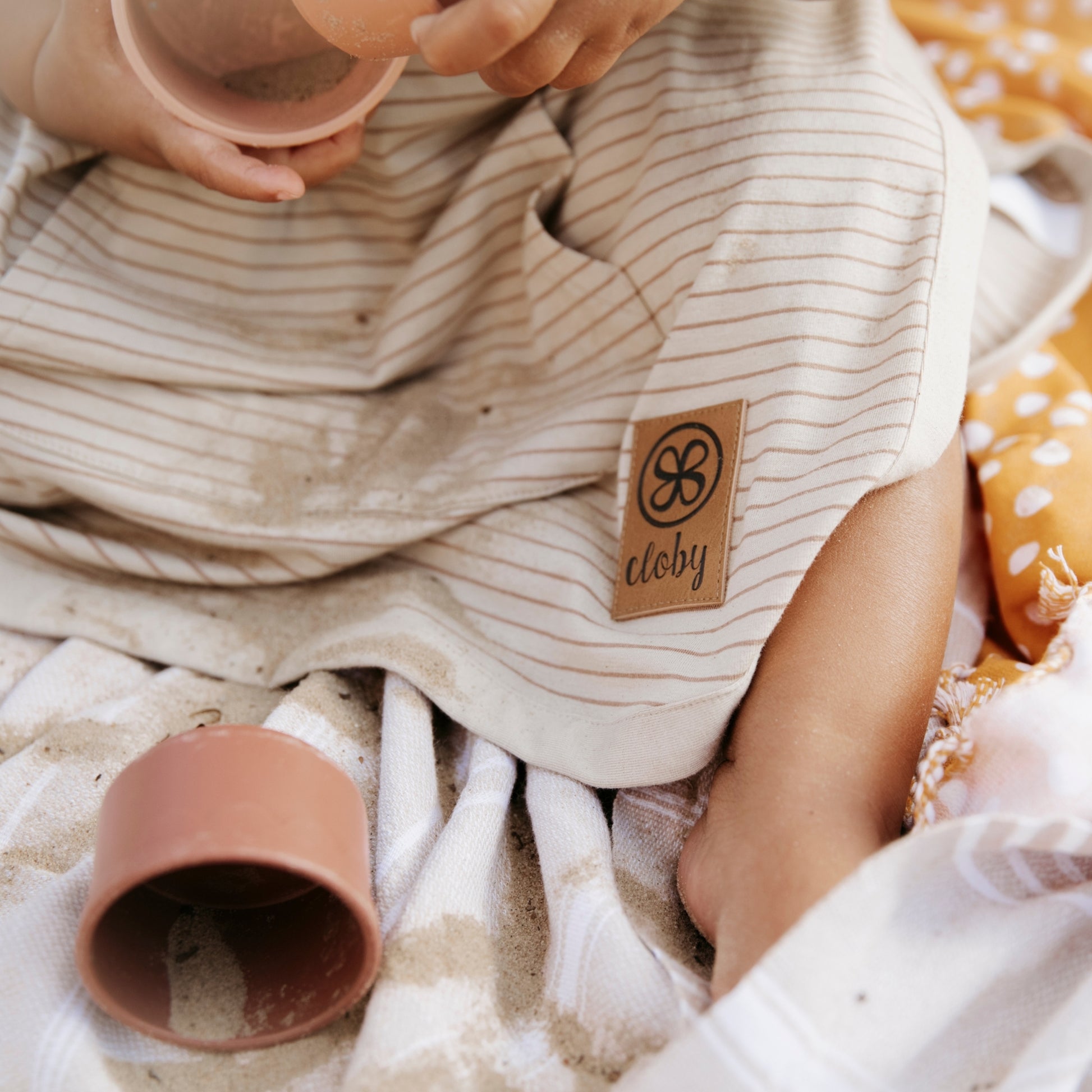 Kinder poncho absorberend - Sandy Beach / Peanut Brown