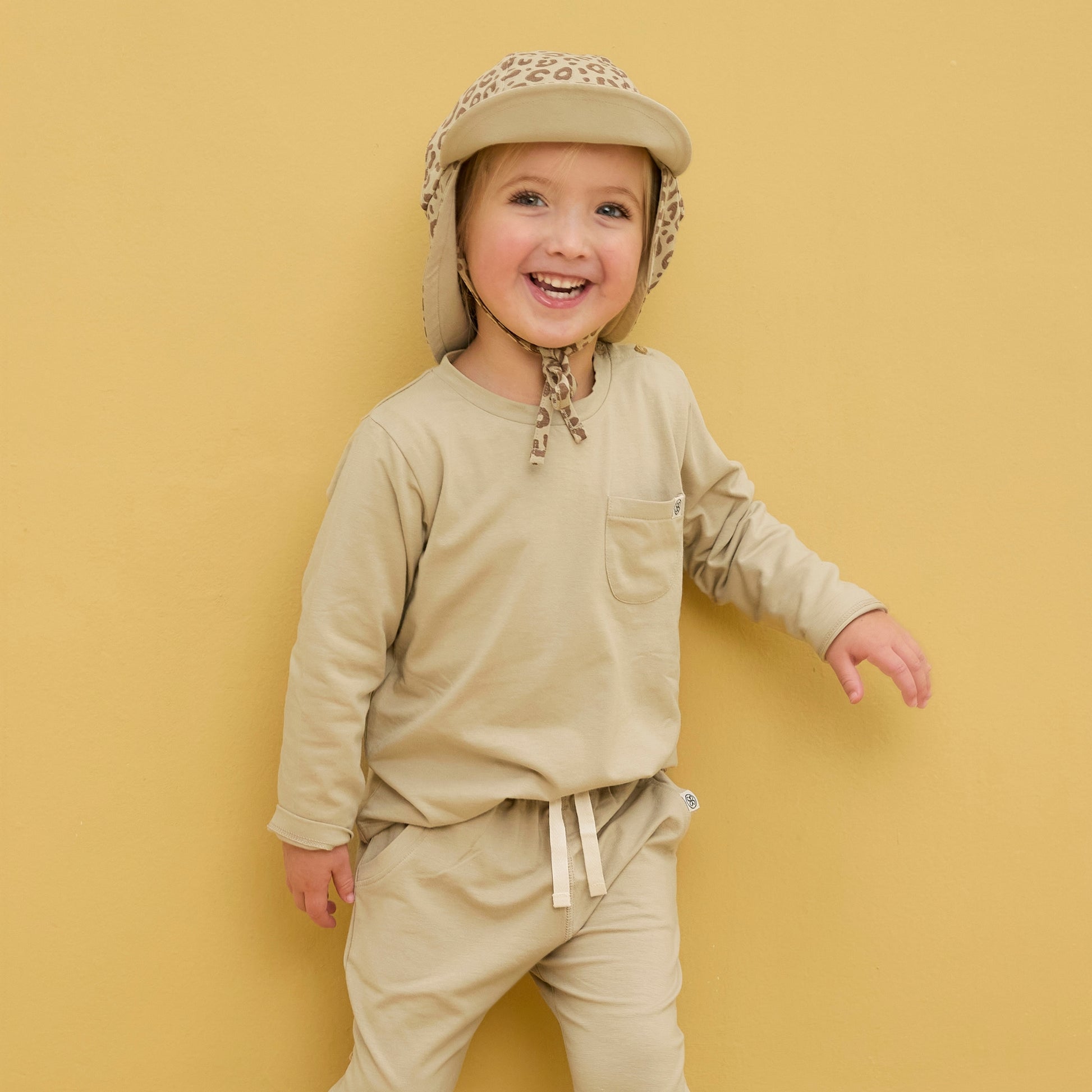 Comfy outfit voor kinderen in beige