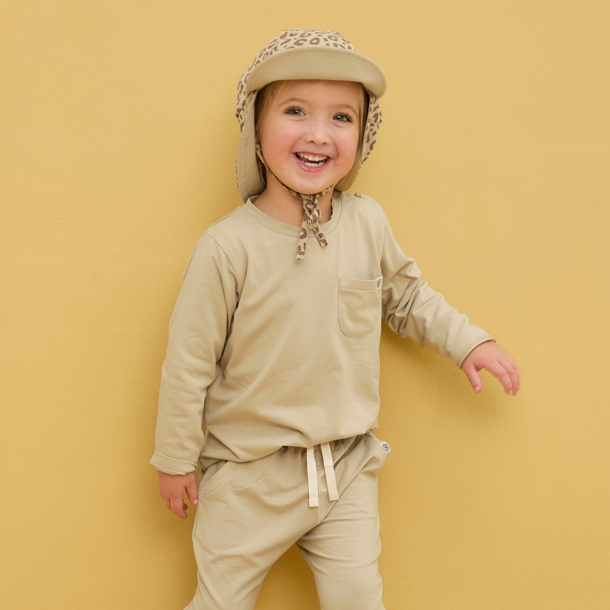 Comfy outfit voor kinderen in beige