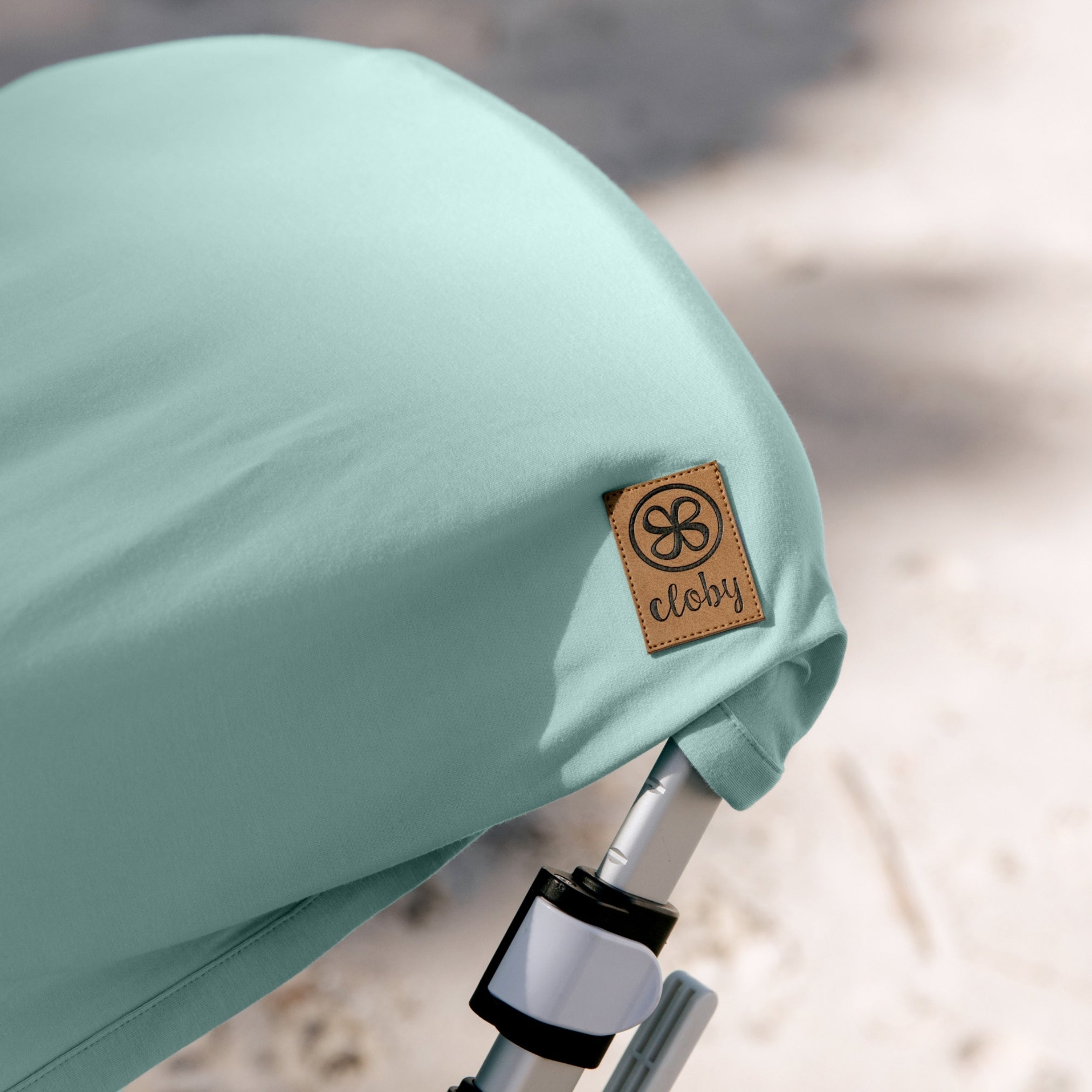 Sea Blue UV doek op kinderwagen