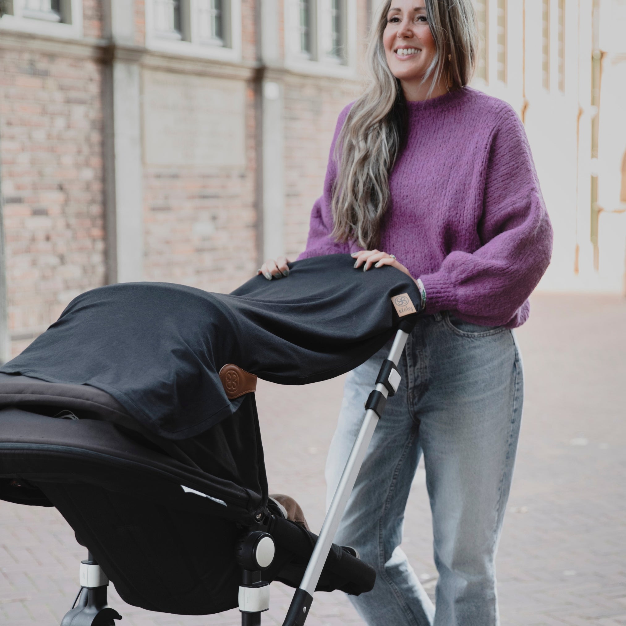 UV doek op kinderwagen - Zwart